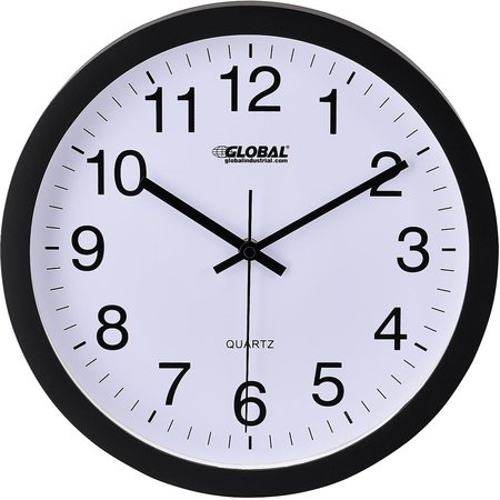 GLOBAL INDUSTRIAL 12 Wall Clock, Plastic, Black 695322